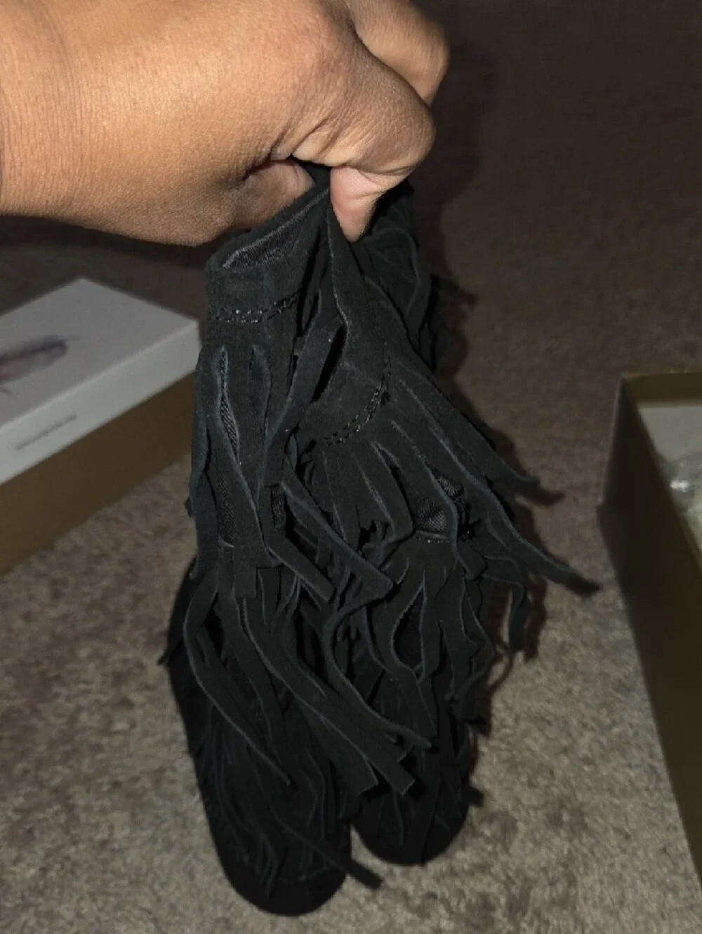 Fringe Mid-Calf Women's Boots - Black - Picture 4 of 8